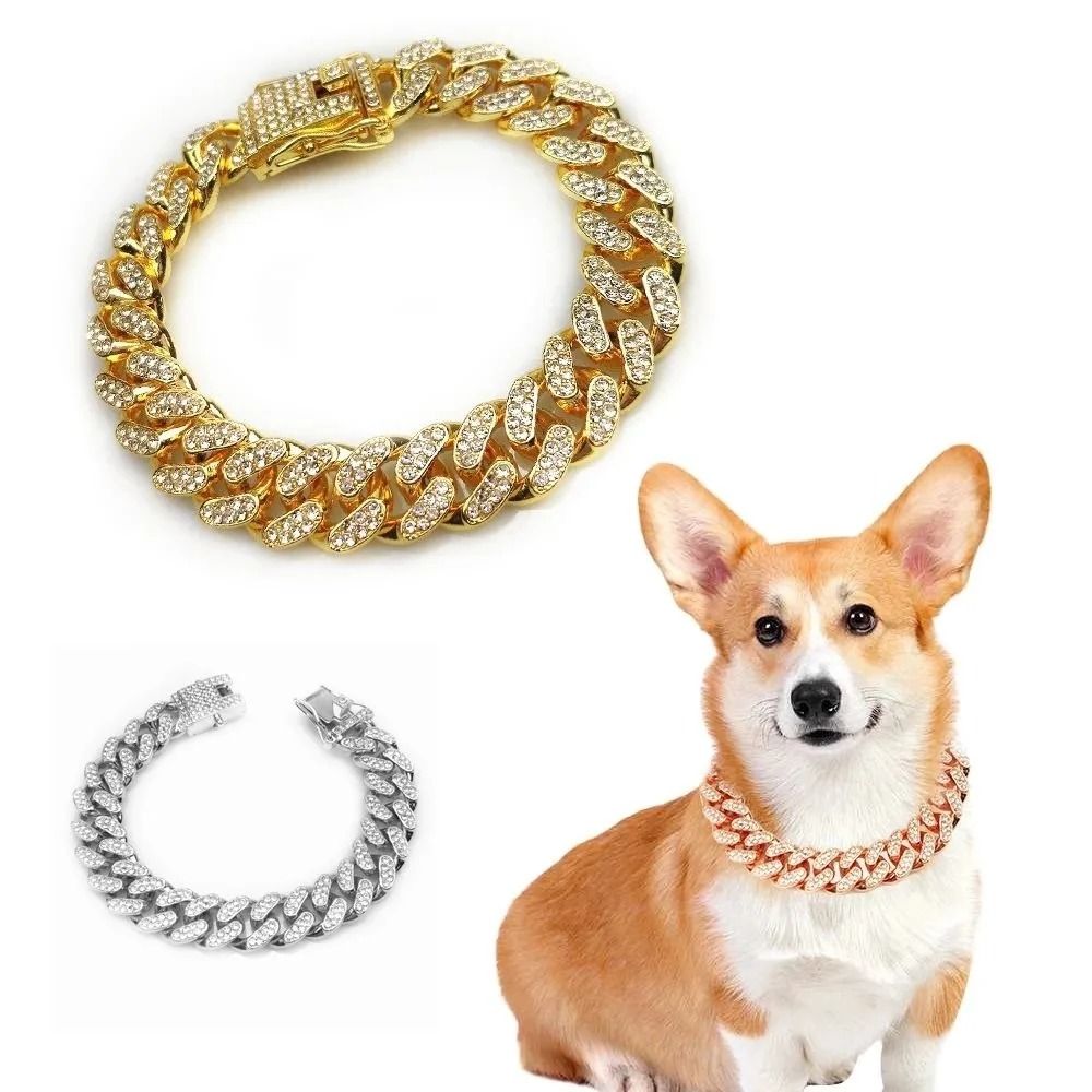Luxury Rhinestone Stainless Steel Chain Collar 1