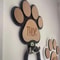 Wooden Paw Print Leash Collar Wall Hook 2