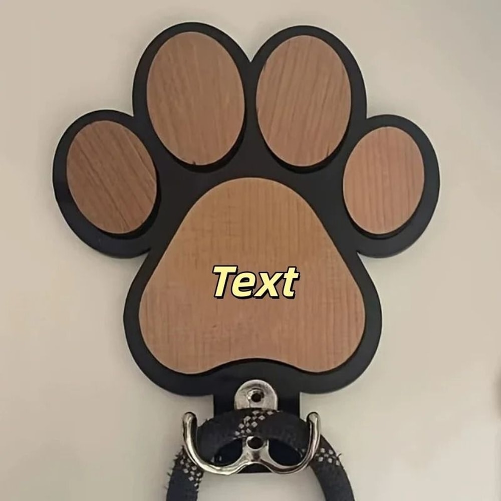 Wooden Paw Print Leash Collar Wall Hook 6
