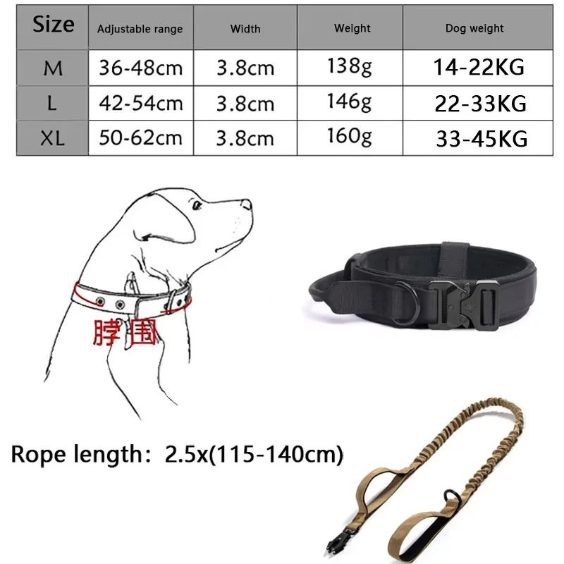 HeavyDuty Tactical Collar Bungee Leash Set 5