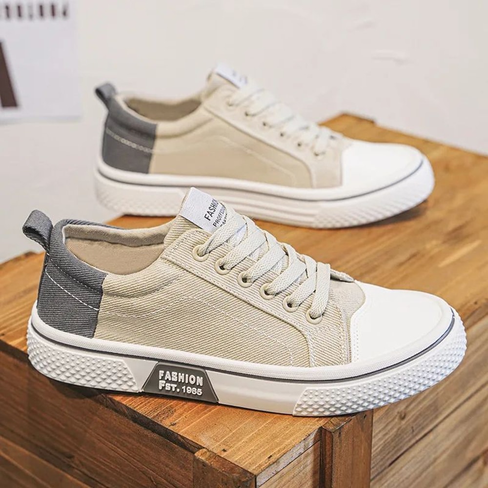 Men Casual Canvas Tooling Walking Sneakers Plus Size White 4
