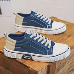 men casual canvas tooling walking sneakers plus size white