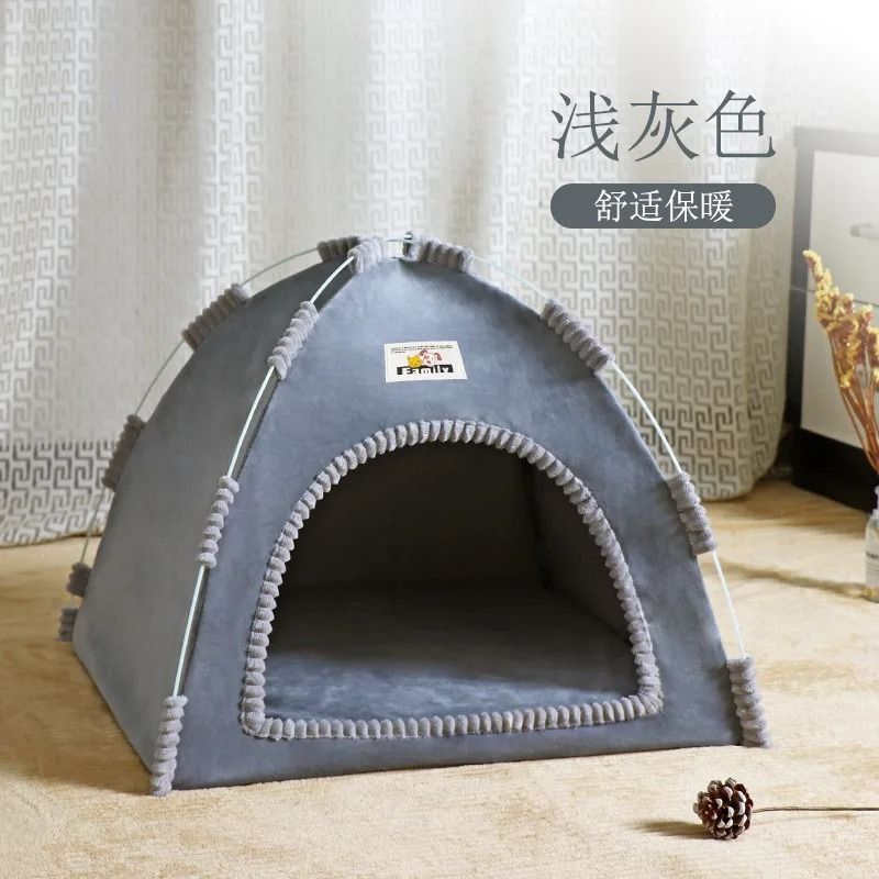 SemiEnclosed Canvas Pet Tent Cave Bed 10