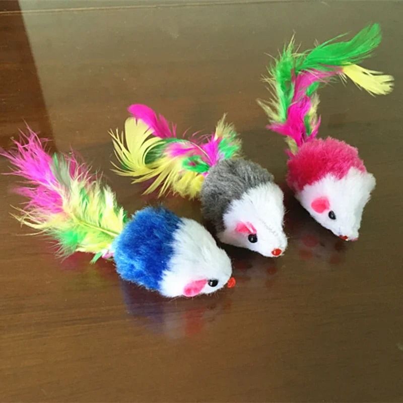 SoftWool Feathered Mouse Toy 3