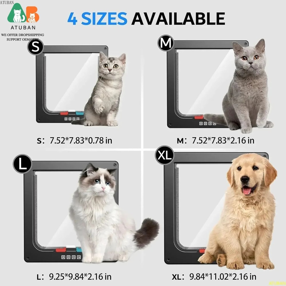 ATUBAN HighReliability 4Way Locking Large Cat Door 1