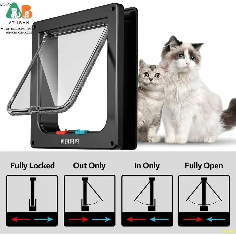 ATUBAN HighReliability 4Way Locking Large Cat Door 2