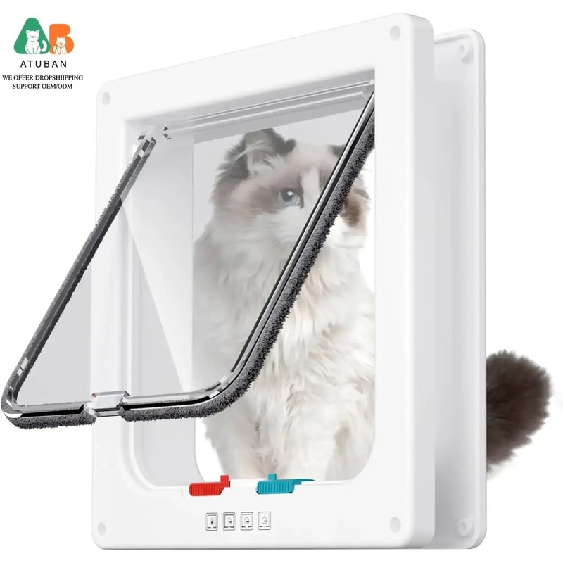 ATUBAN HighReliability 4Way Locking Large Cat Door 8
