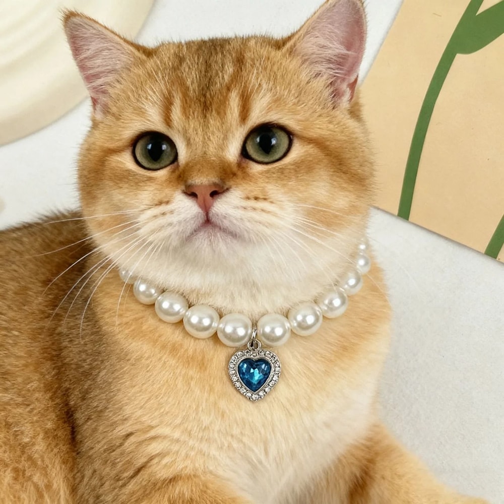 Exquisite Royal Heart Pearl Pet Necklace 0