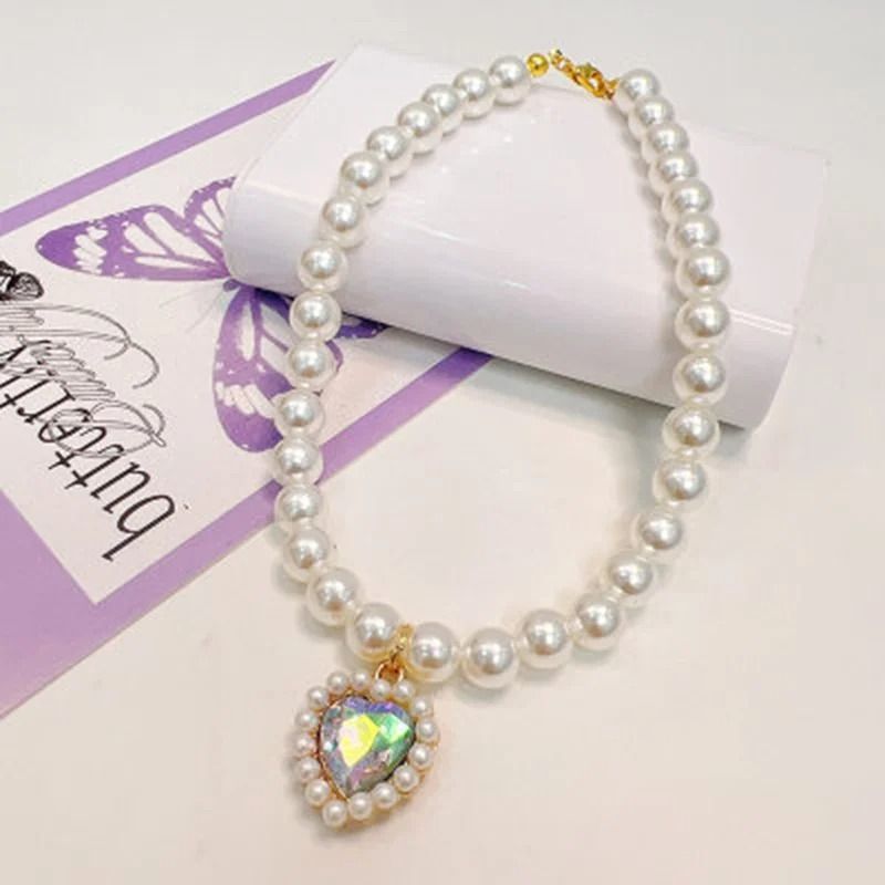 Exquisite Royal Heart Pearl Pet Necklace 9