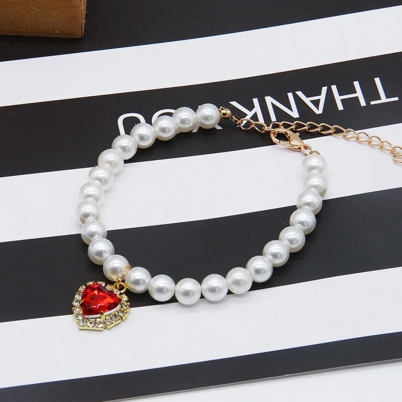 Exquisite Royal Heart Pearl Pet Necklace 11