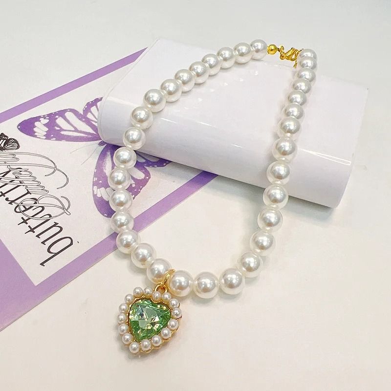 Exquisite Royal Heart Pearl Pet Necklace 15