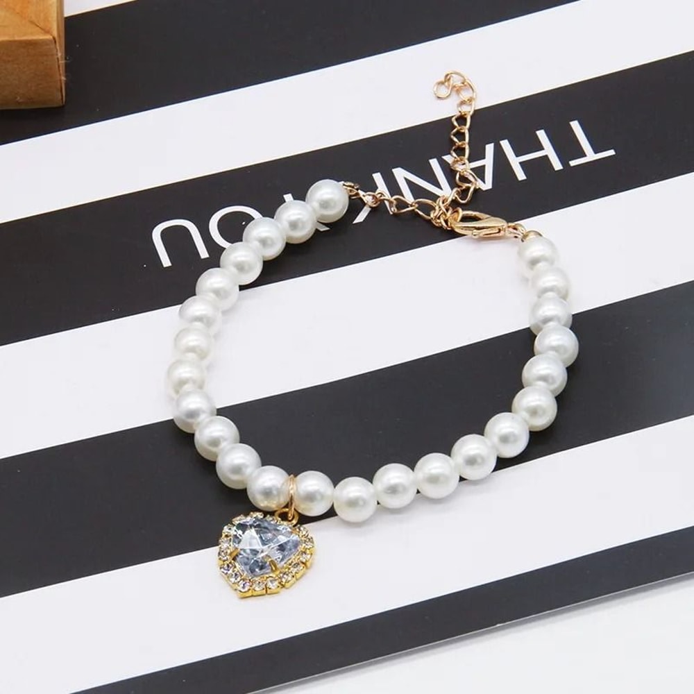 Exquisite Royal Heart Pearl Pet Necklace 7