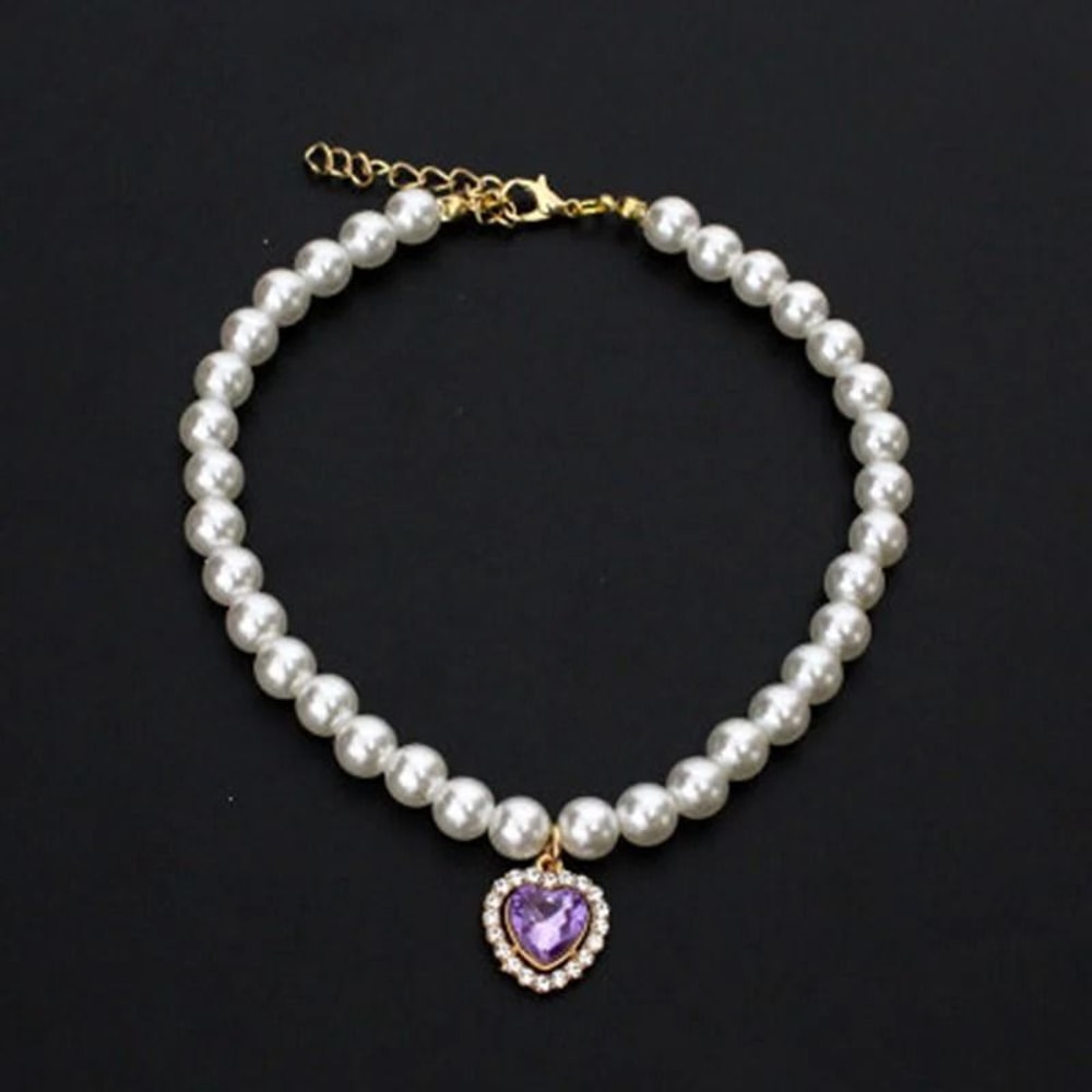 Exquisite Royal Heart Pearl Pet Necklace 8
