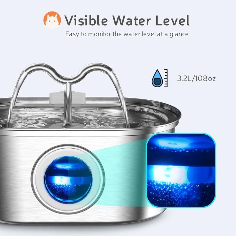 LuminaFlow 32L Stainless Steel Pet Fountain 3