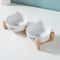 Ceramic Double Bowl Set With Wood Stand 5