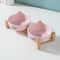 Ceramic Double Bowl Set With Wood Stand 7