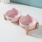 Ceramic Double Bowl Set With Wood Stand 7