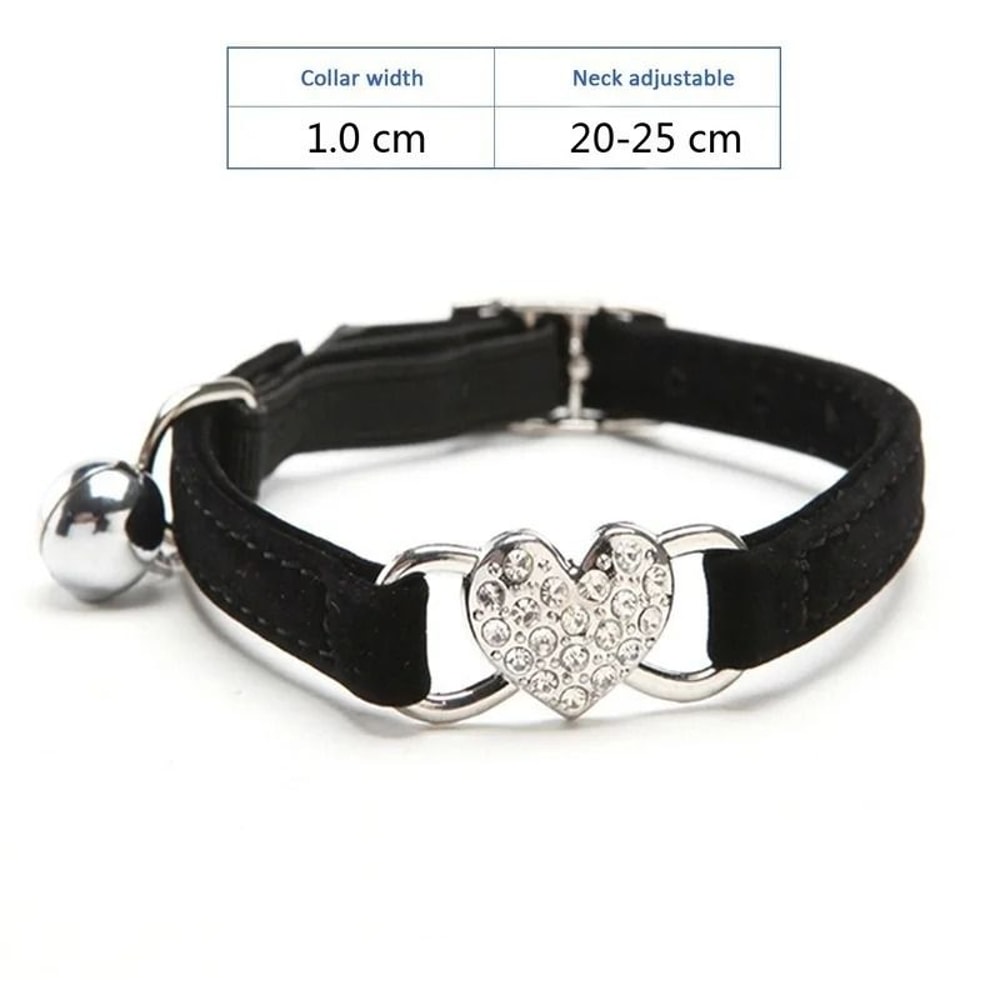 Heart Rhinestone Breakaway Cat Collar 10