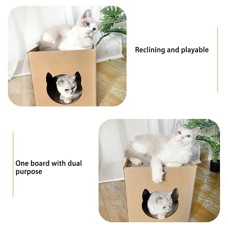 2in1 Corrugated Cube Cat House Scratcher 4