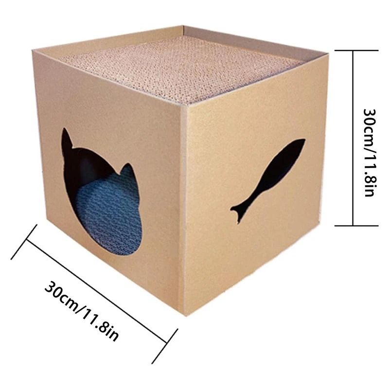 2in1 Corrugated Cube Cat House Scratcher 5