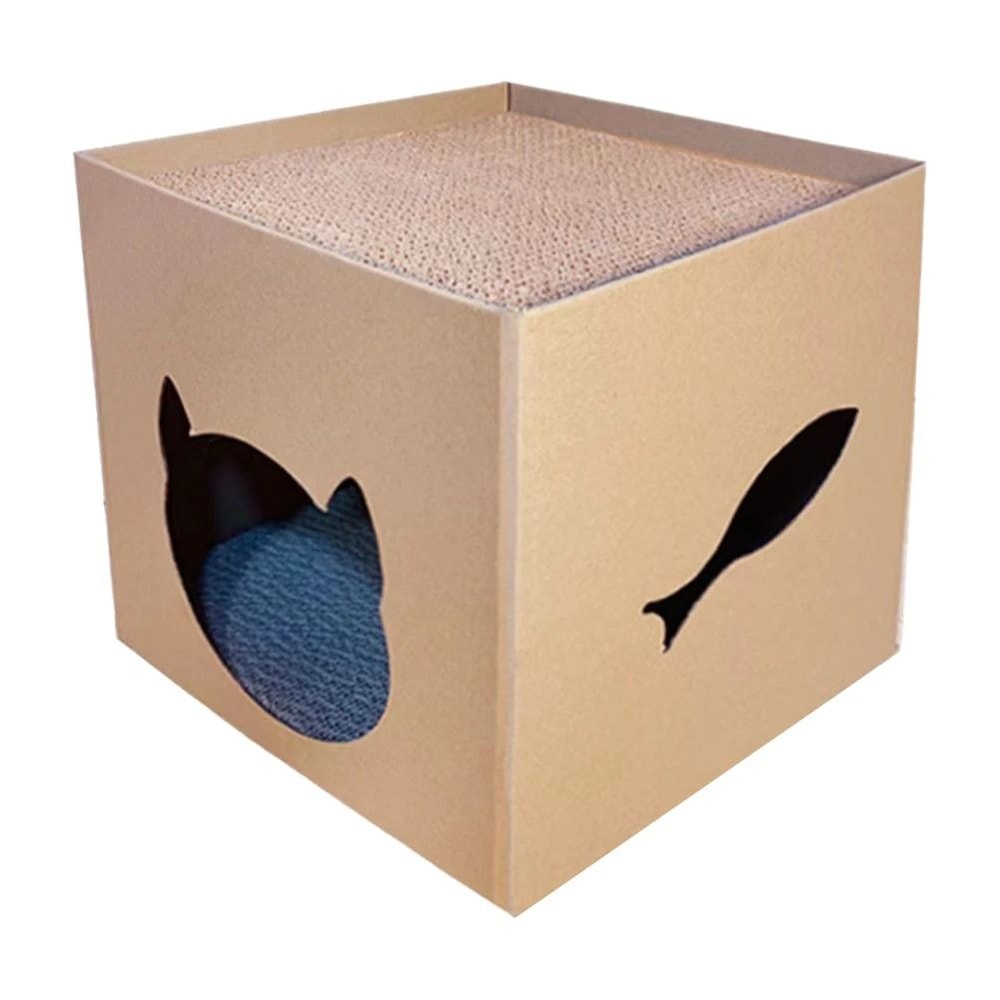 2in1 Corrugated Cube Cat House Scratcher 6