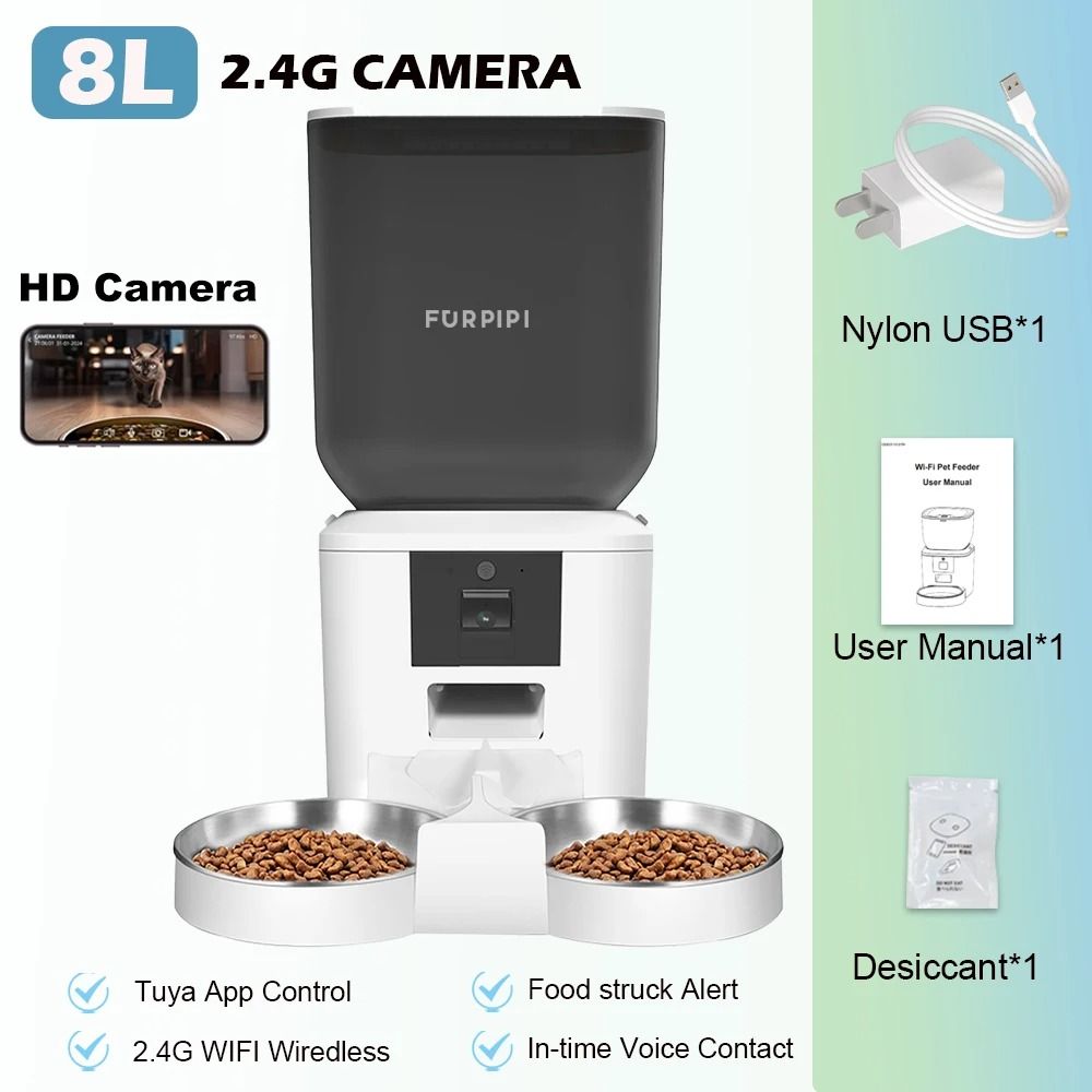 Furpipi 8L Smart Vision HD Automatic Pet Feeder 8