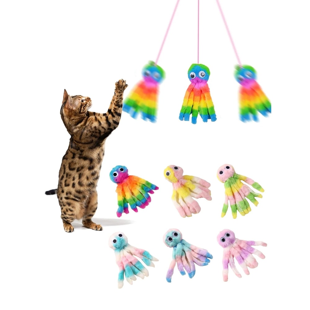 Interactive Rainbow Octopus Plush Pet Toy 3