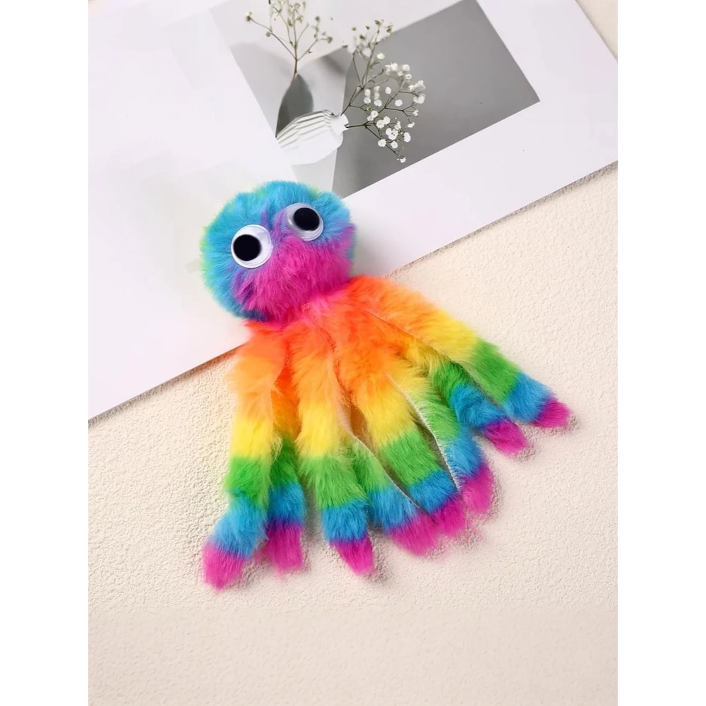 Interactive Rainbow Octopus Plush Pet Toy 7