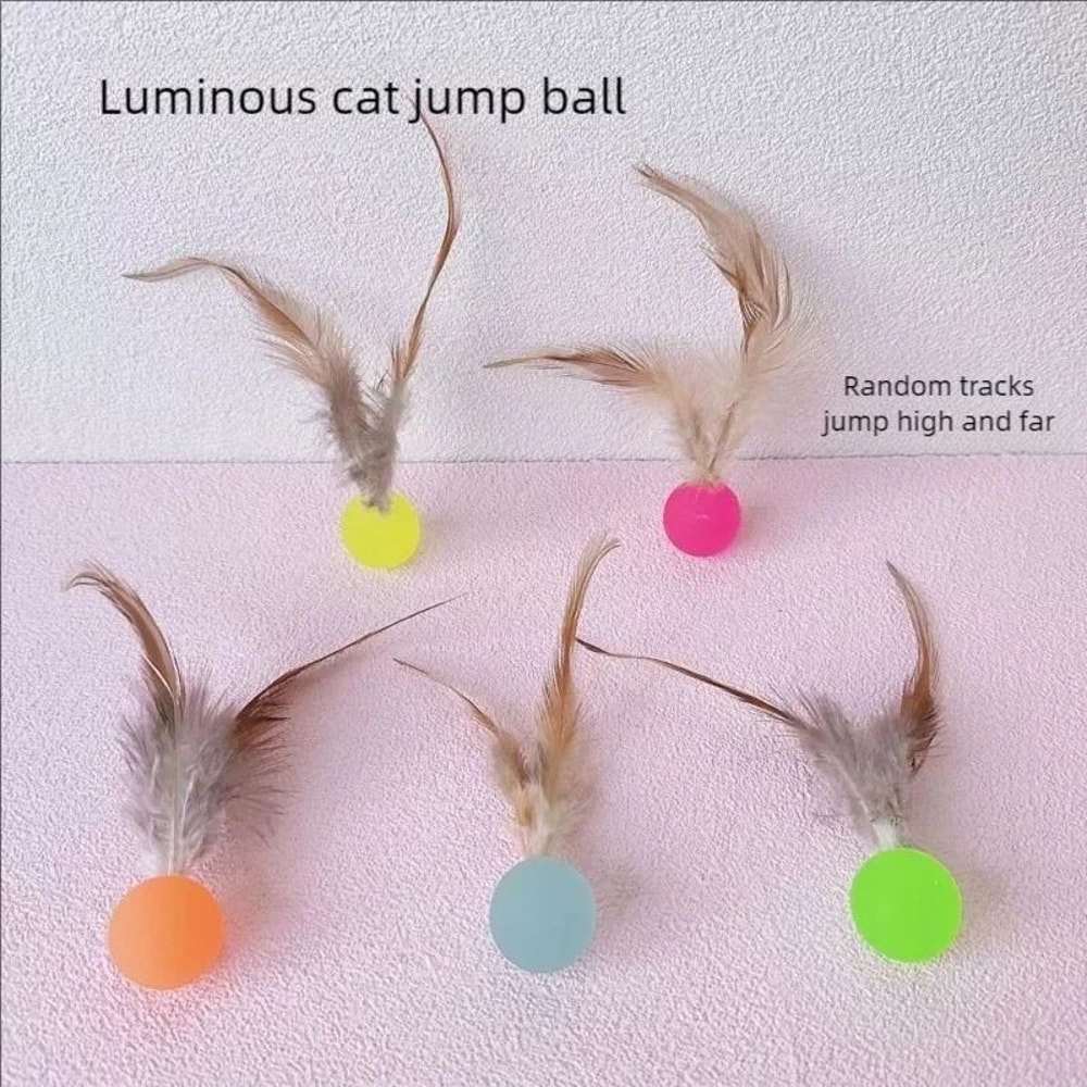 Interactive Elastic Feather Shuttlecock Cat Toy Ball 3