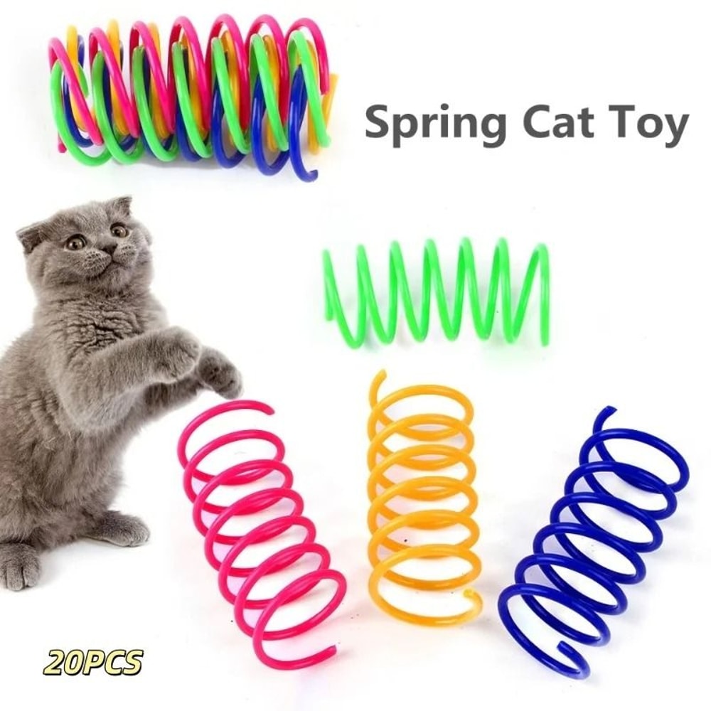 Colorful HighElasticity Wide Spring Cat Toy MultiPack 12