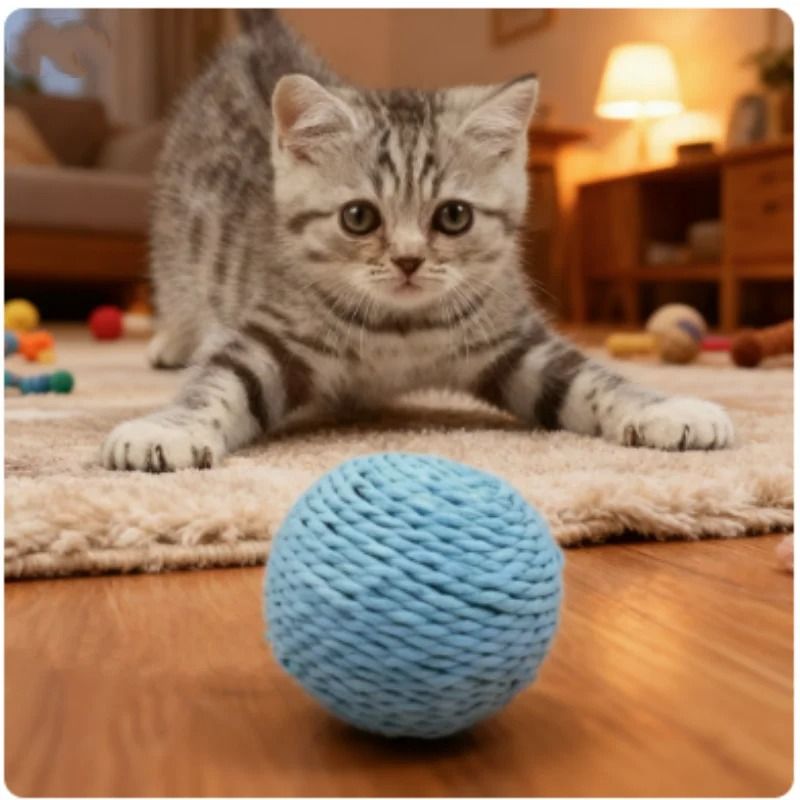 Super Interactive Sisal Cat Scratching Ball Toy With Sound 3
