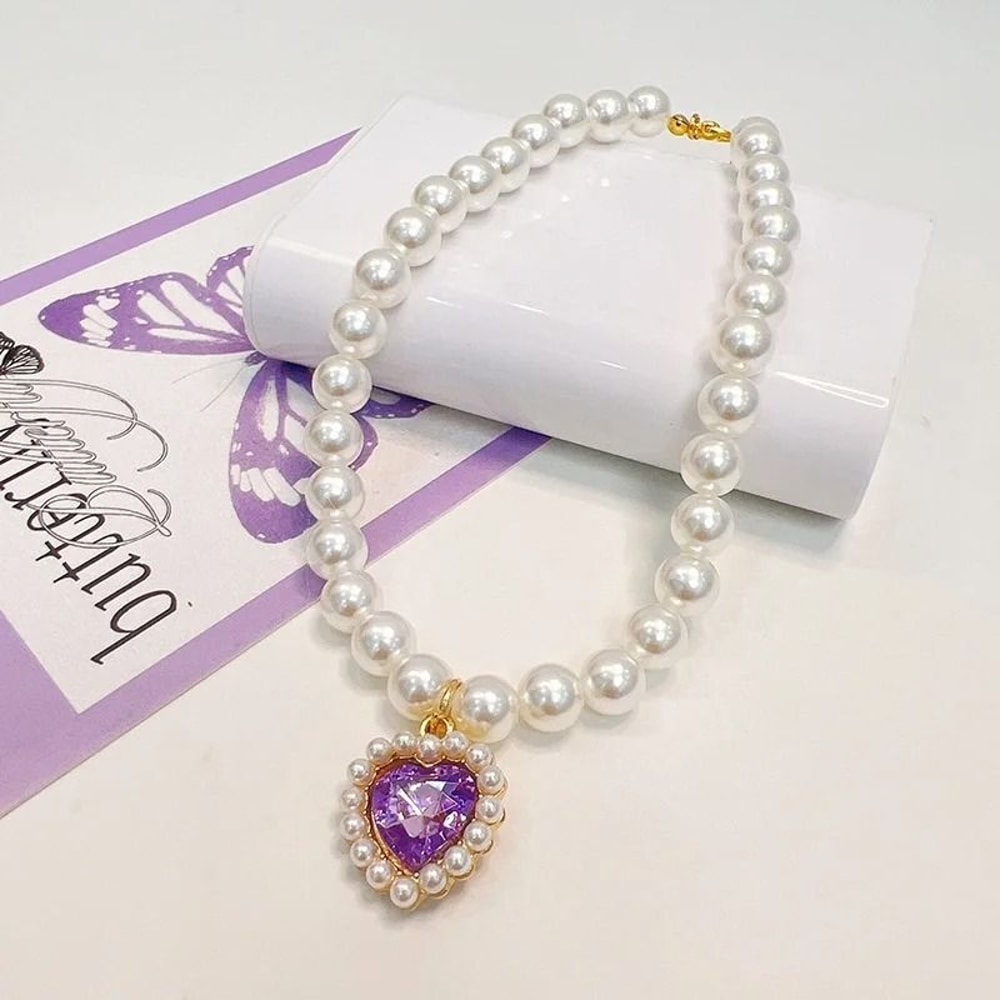 Exquisite Simulated Pearl Adjustable Cat Collar Necklace 6