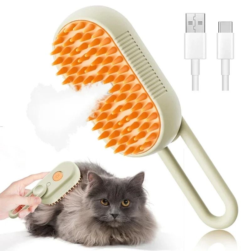 3in1 Electric Steaming Spray Pet Grooming Massage Brush 9