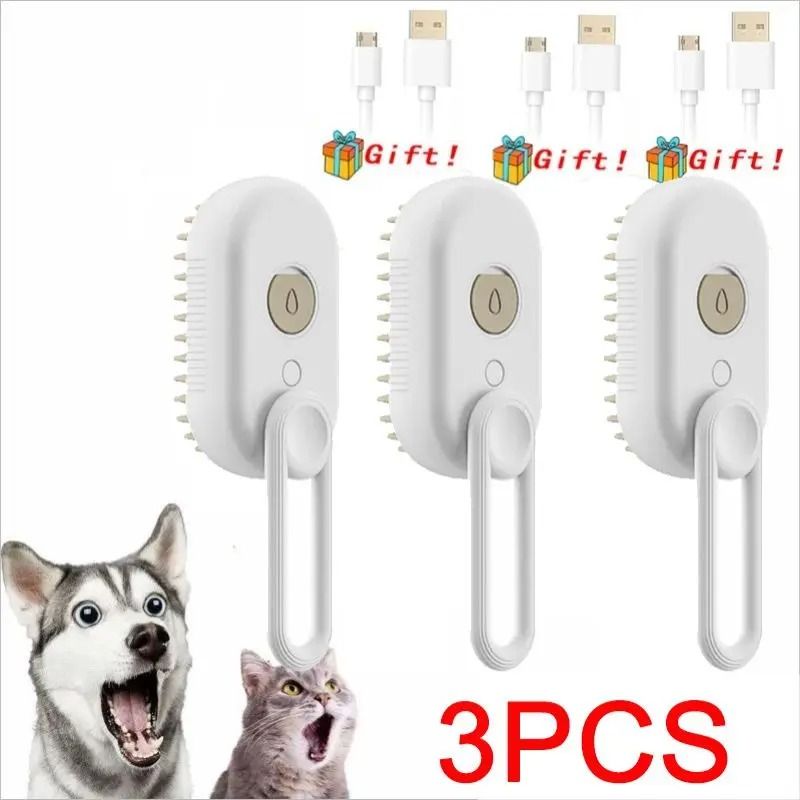 3in1 Electric Steaming Spray Pet Grooming Massage Brush 12