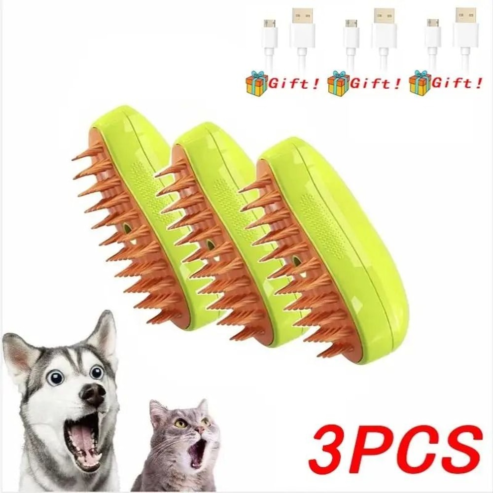 3in1 Electric Steaming Spray Pet Grooming Massage Brush 17