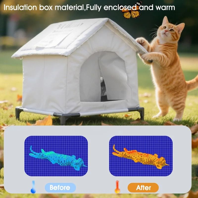 Waterproof Insulated Outdoor Cat Shelter Stray Pet House 2