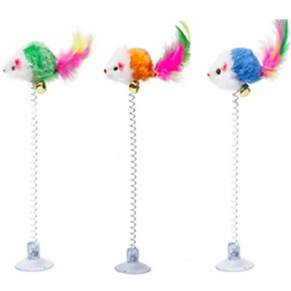 Suction Cup SpringLoaded Interactive Cat Toy Random Color 7