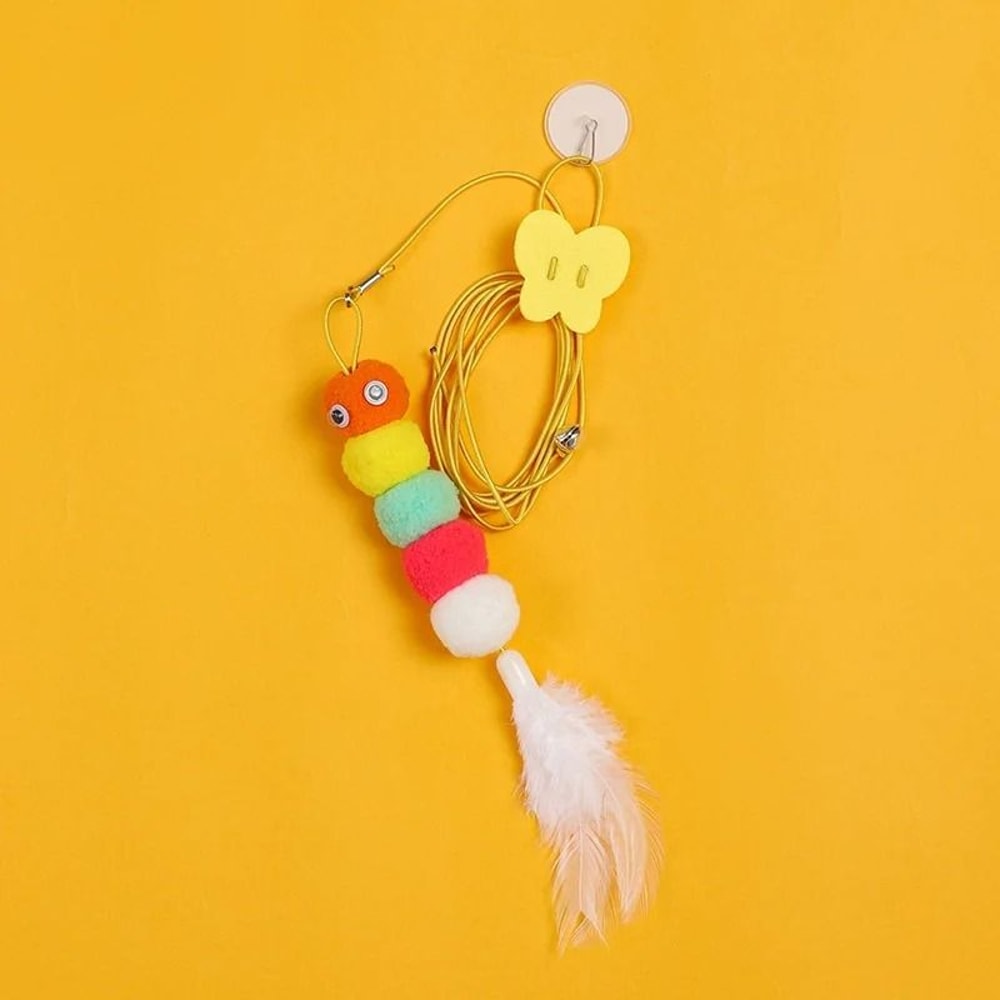 Hanging Elastic Doorway Interactive Cat Teaser Toy With Feather Bell 9