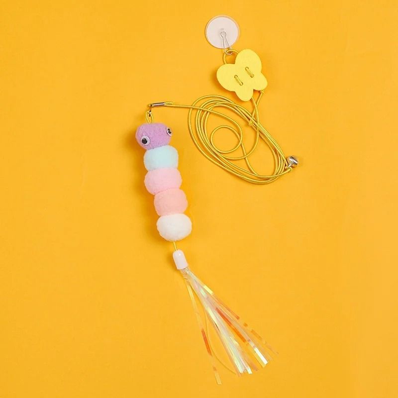 Hanging Elastic Doorway Interactive Cat Teaser Toy With Feather Bell 7