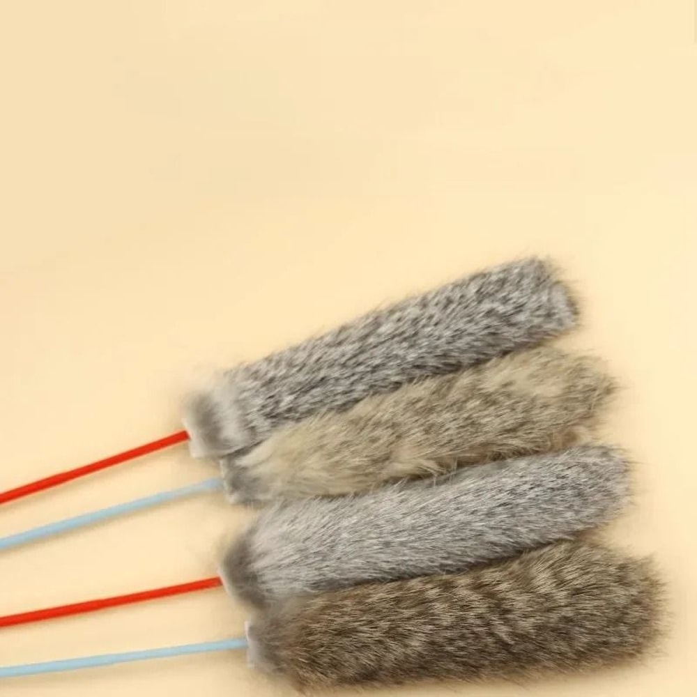 Faux Rabbit Fur Fluffy Tail Interactive Teaser Wand 4