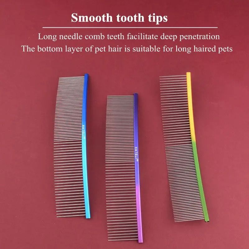 Rainbow Curved Stainless Steel Pet Grooming Comb 19cm 4
