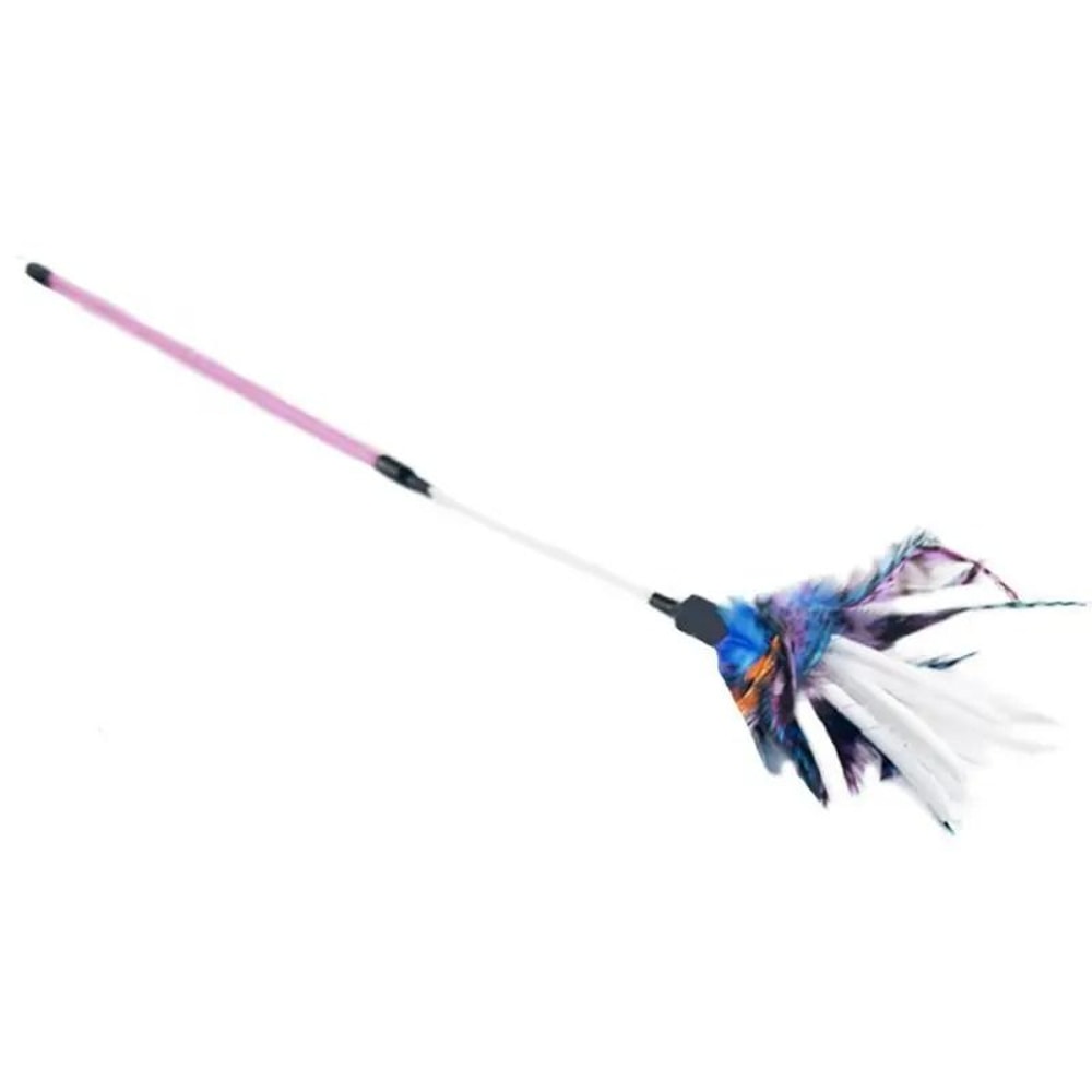 Spiral Cat Colorful Feather Toy Teaser Wand 41cm 7