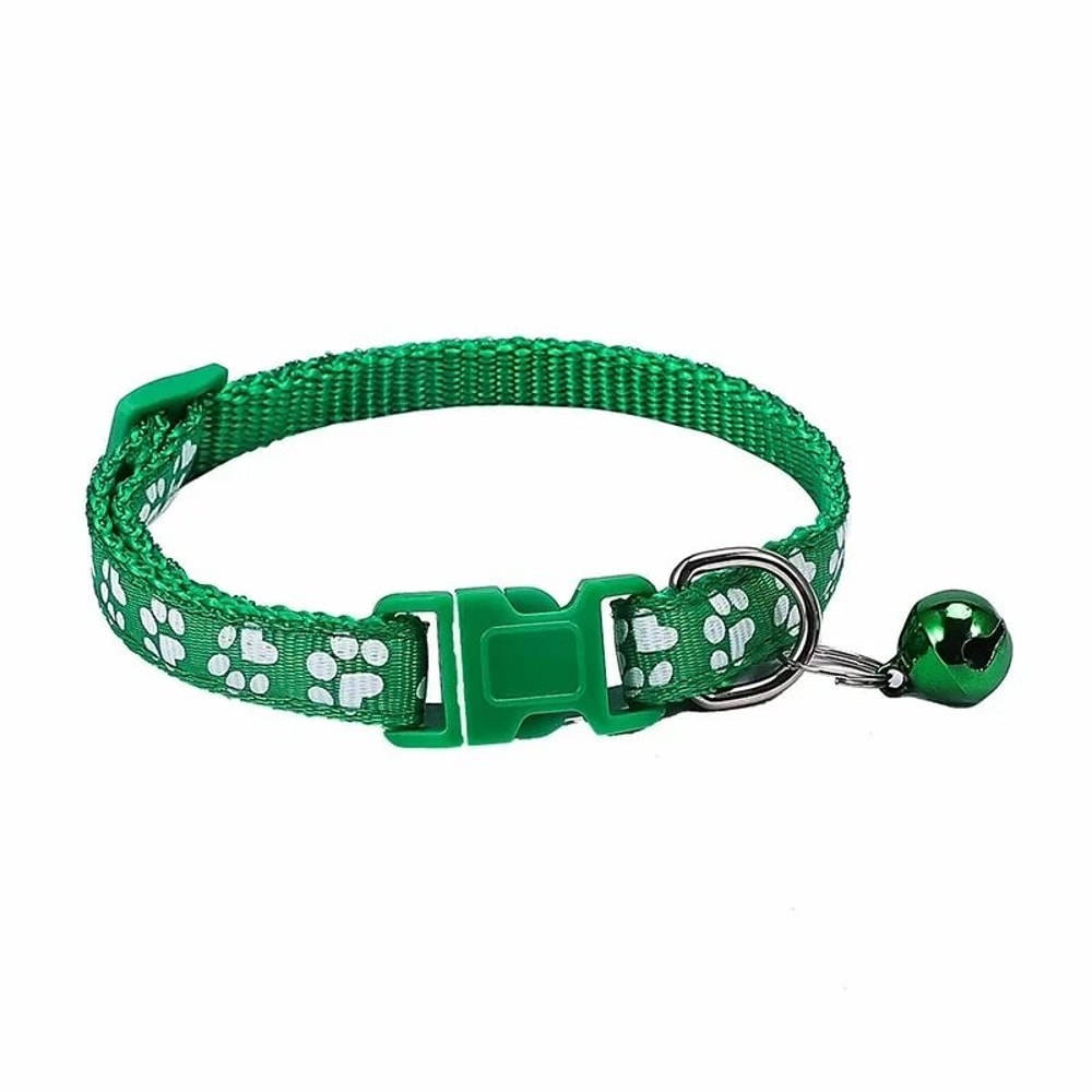 Adjustable Cartoon Paw Print Pet Collar With Safety Bell 9