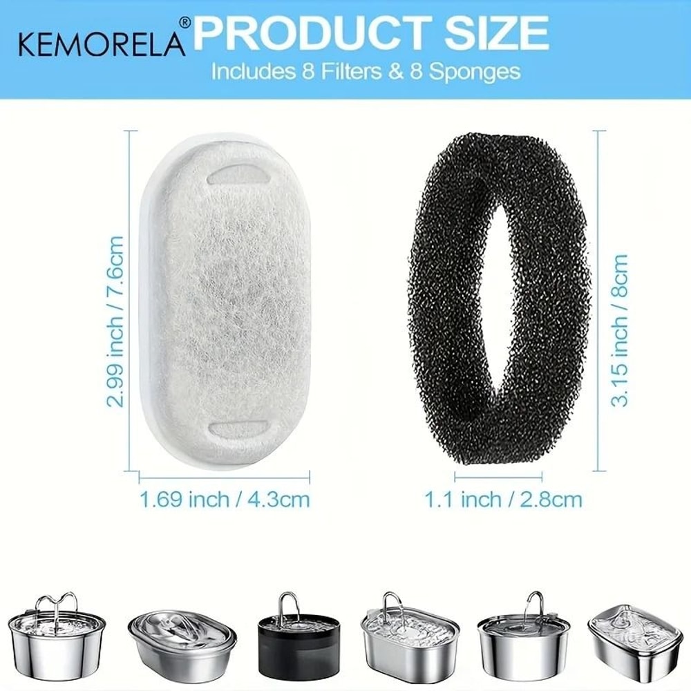 Activated Carbon Sponge Replacement Water Fountain Filters 5