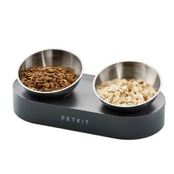 petkit stainless steel adjustable double pet feeding bowl