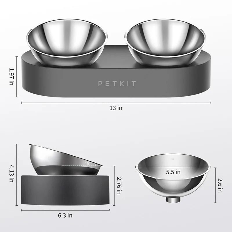 PETKIT Stainless Steel Adjustable Double Pet Feeding Bowl 2