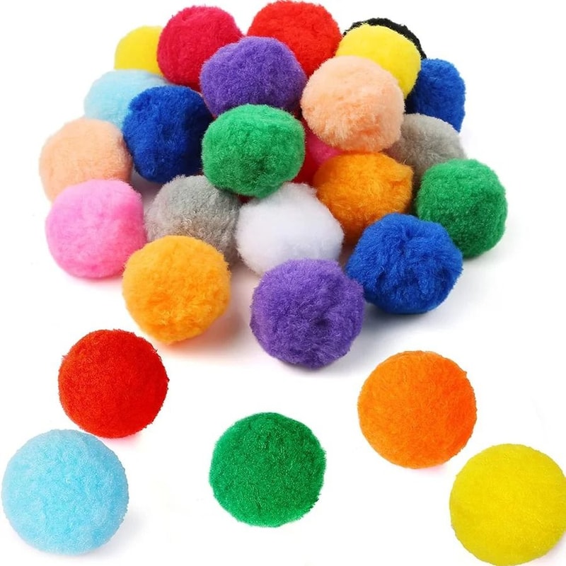 Colorful Plush Cat Teaser Toy Balls Set 2