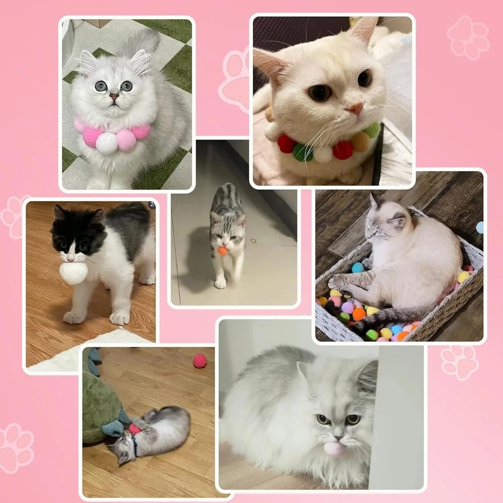 Colorful Plush Cat Teaser Toy Balls Set 5