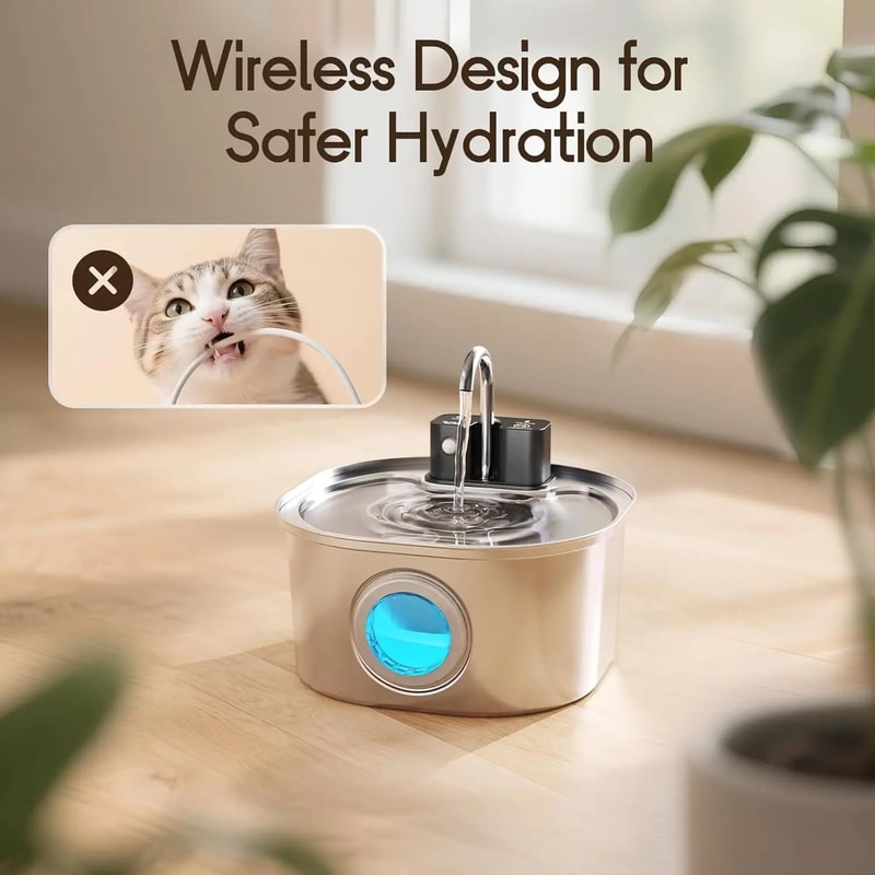 Wireless Sensor Stainless Steel Pet Water Fountain 4