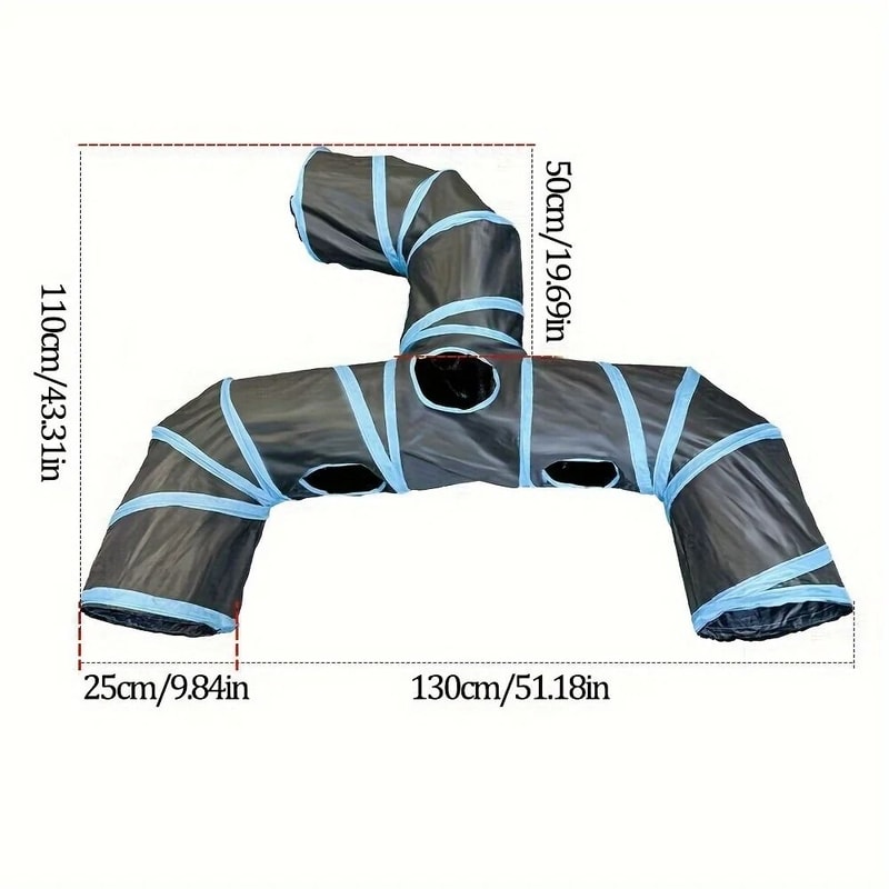 Extended Black ThreeWay Cat Tunnel Toy 2